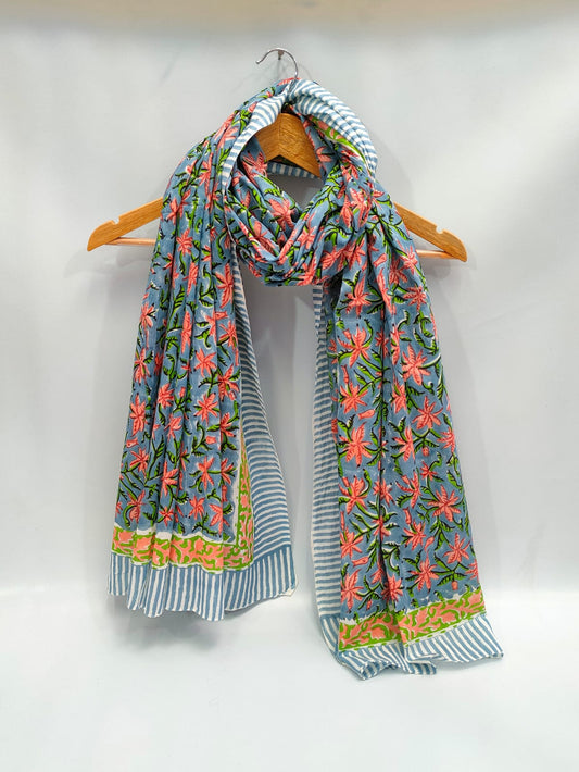2 meter cotton Stole Dupatta Hand block printed