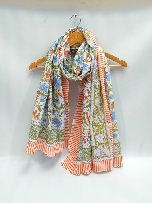 2 meter cotton Stole Dupatta Hand block printed