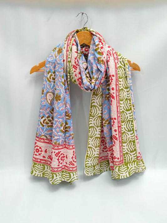 2 meter cotton Stole Dupatta Hand block printed