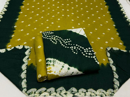 Best quality Bandhani Cotton Suit Set with Cotton Dupatta
