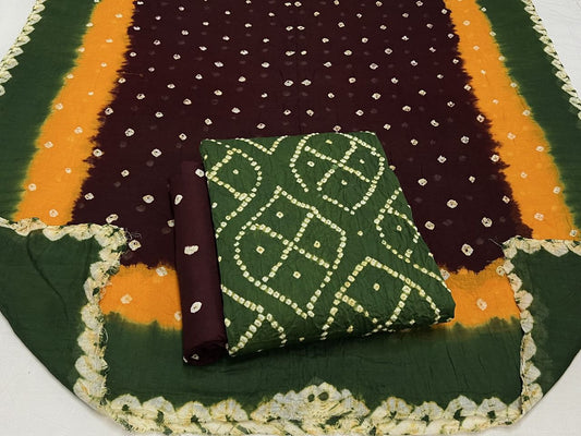 Best quality Bandhani Cotton Suit Set with Cotton Dupatta