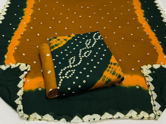 Best quality Bandhani Cotton Suit Set with Cotton Dupatta