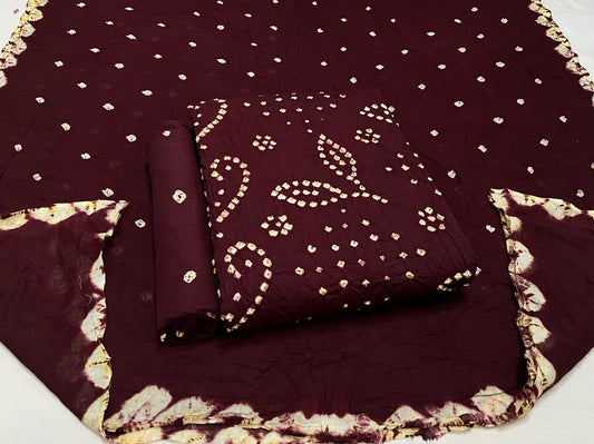Best quality Bandhani Cotton Suit Set with Cotton Dupatta