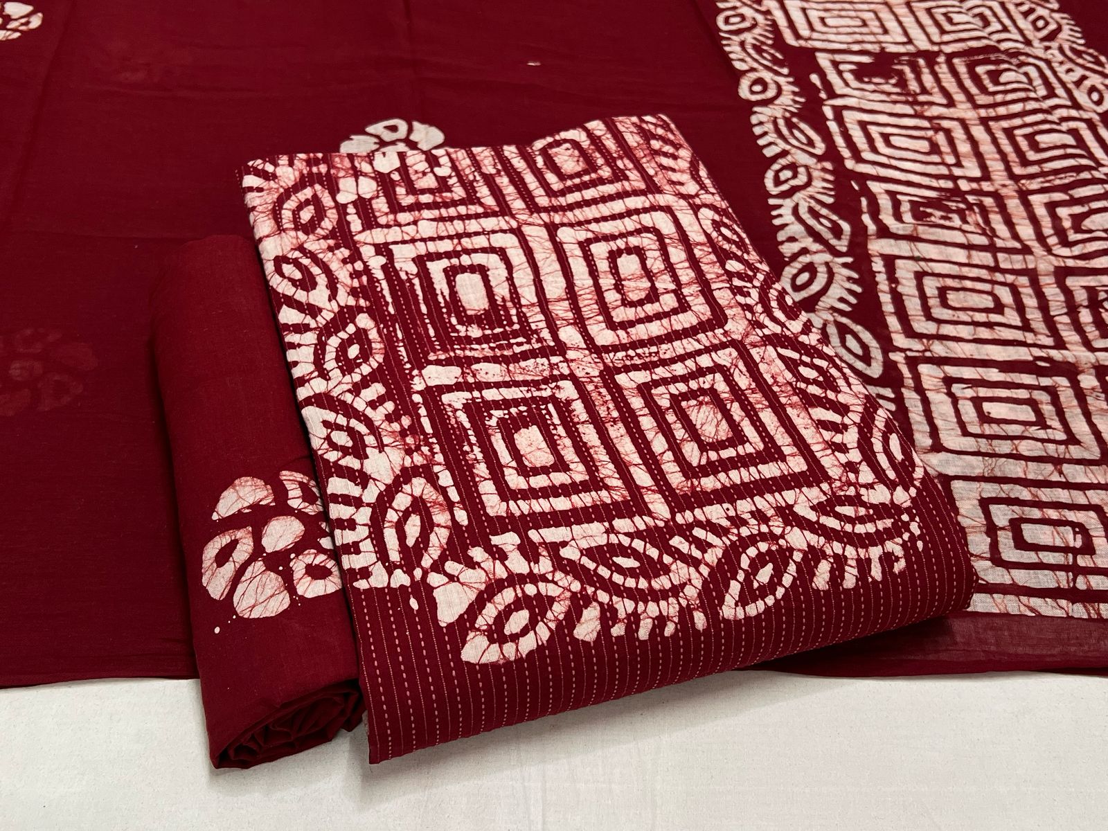 Batik Cotton Suit Set with Cotton Dupatta - TSPSMBDA128 – The Street Pal