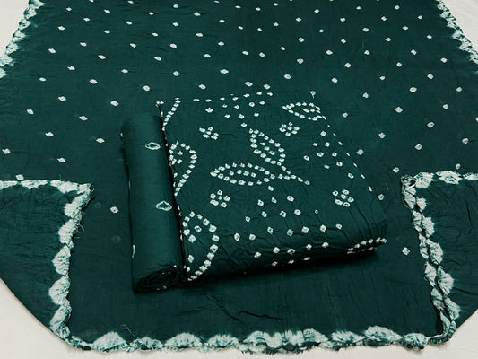 Best quality Bandhani Cotton Suit Set with Cotton Dupatta