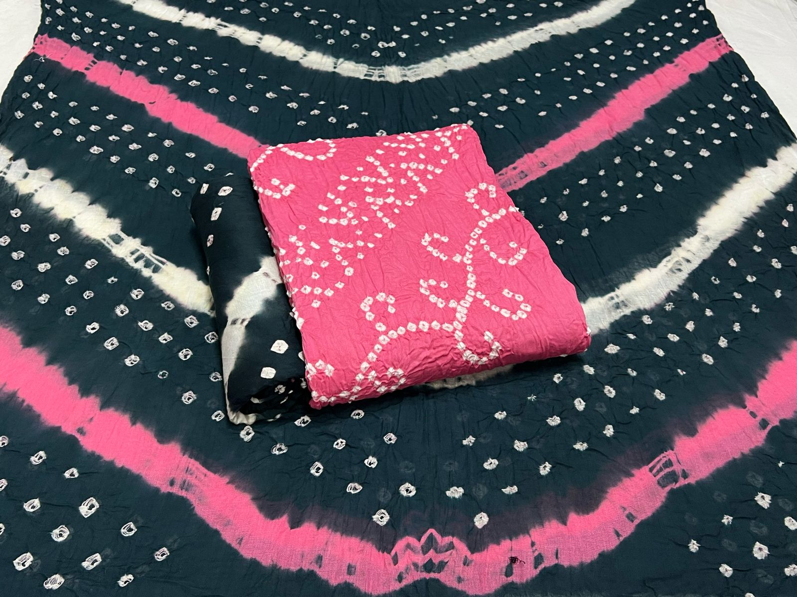 Best quality Bandhani Cotton Suit Set with Cotton Dupatta