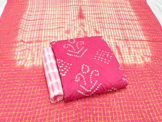 Best quality Bandhani Cotton Suit Set with Cotton Dupatta