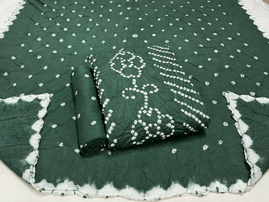 Best quality Bandhani Cotton Suit Set with Cotton Dupatta