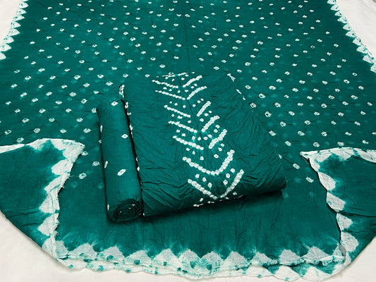 Best quality Bandhani Cotton Suit Set with Cotton Dupatta