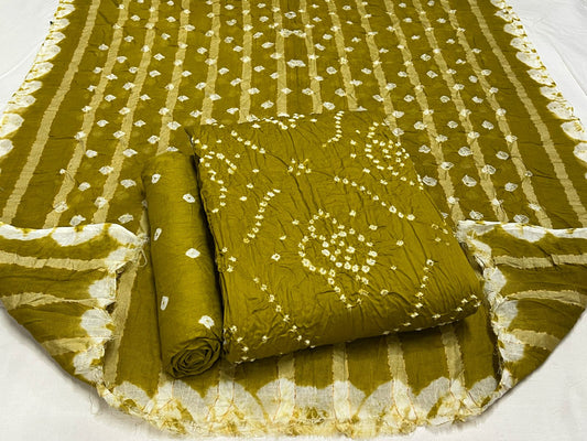 Best quality Bandhani Cotton Suit Set with Cotton Dupatta