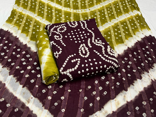Best quality Bandhani Cotton Suit Set with Cotton Dupatta
