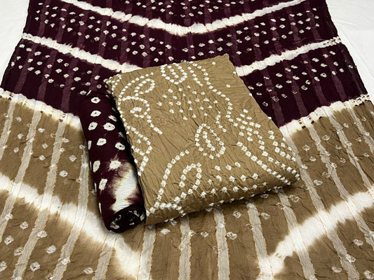 Best quality Bandhani Cotton Suit Set with Cotton Dupatta