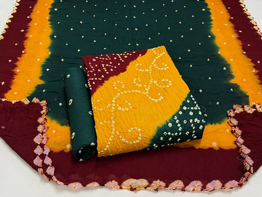 Best quality Bandhani Cotton Suit Set with Cotton Dupatta