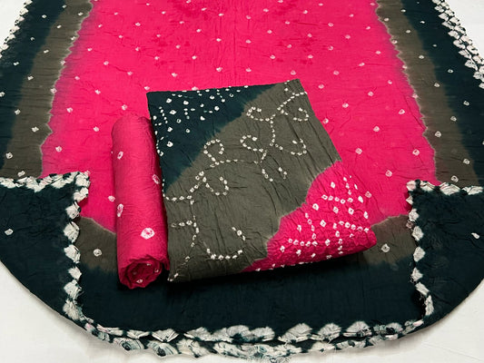 Best quality Bandhani Cotton Suit Set with Cotton Dupatta