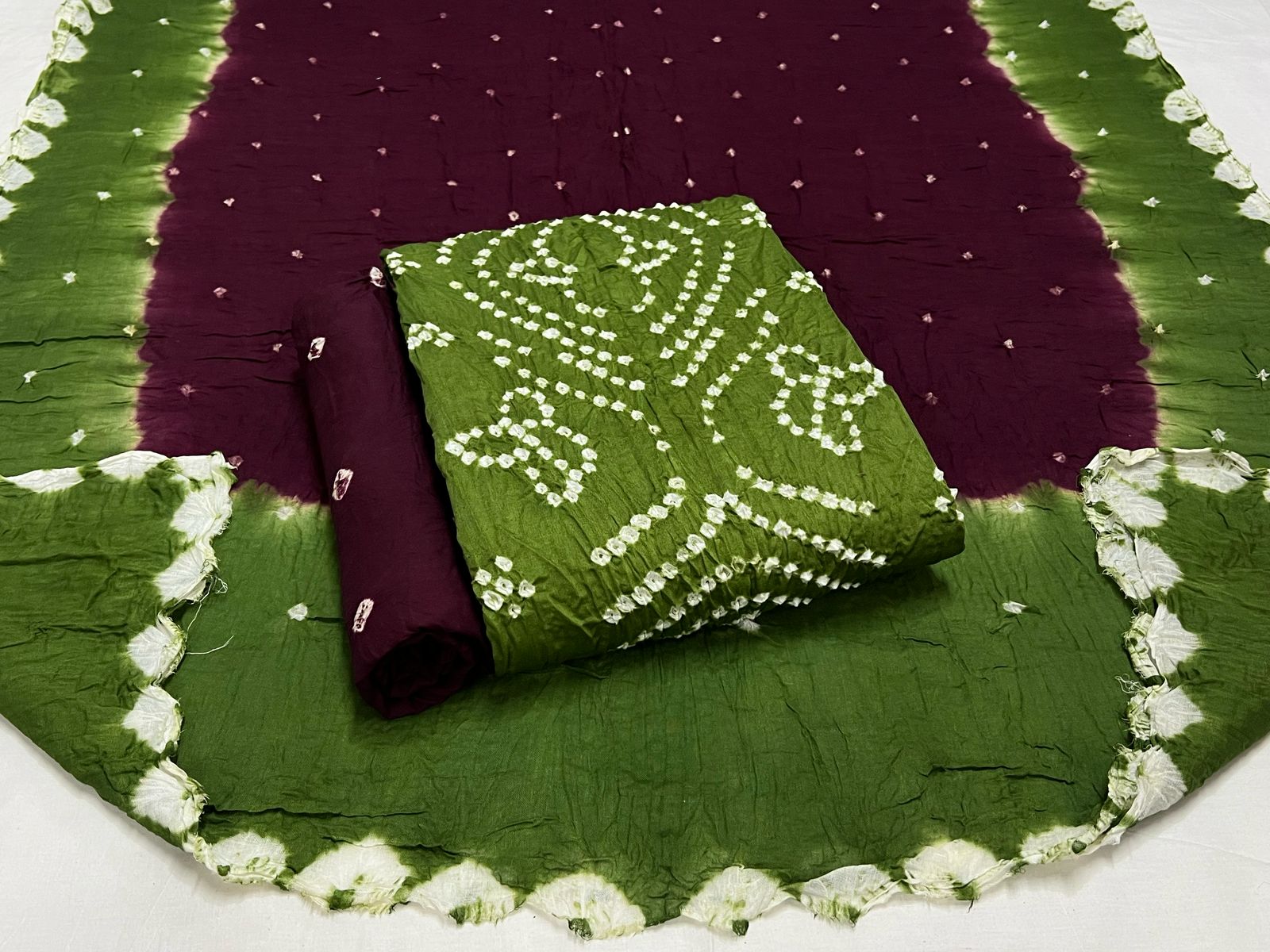 Best quality Bandhani Cotton Suit Set with Cotton Dupatta