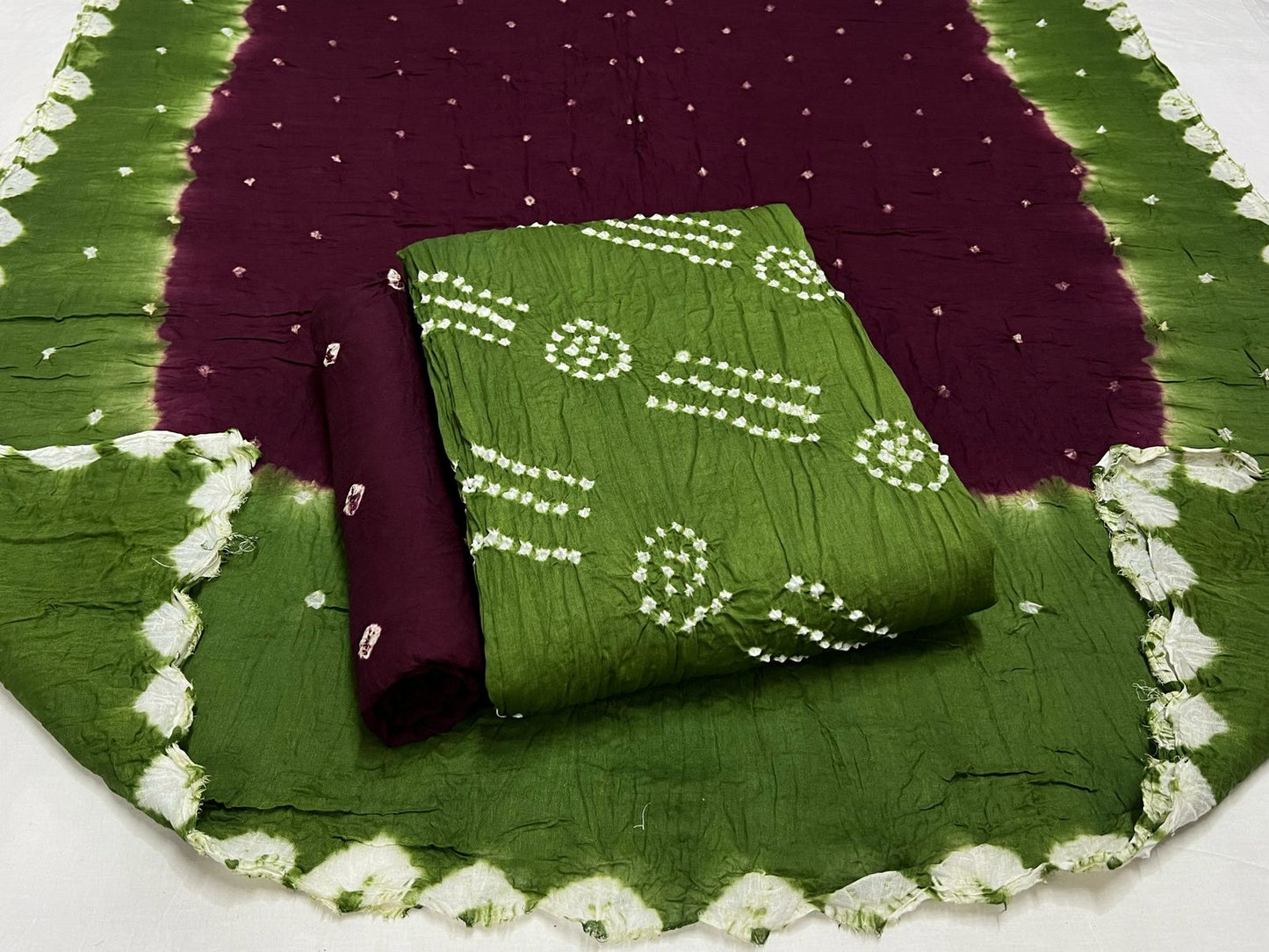 Best quality Bandhani Cotton Suit Set with Cotton Dupatta