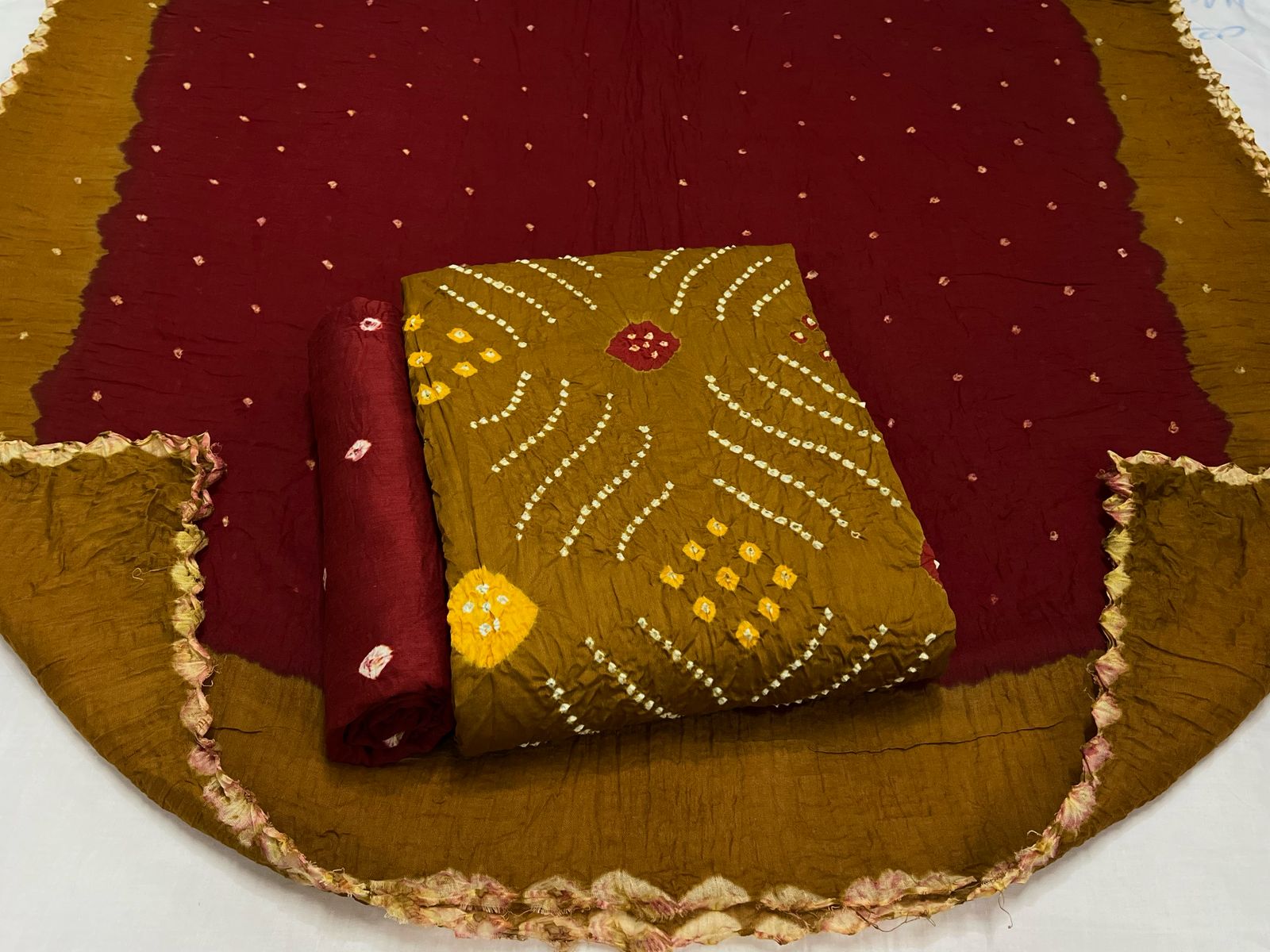 Best quality Bandhani Cotton Suit Set with Cotton Dupatta