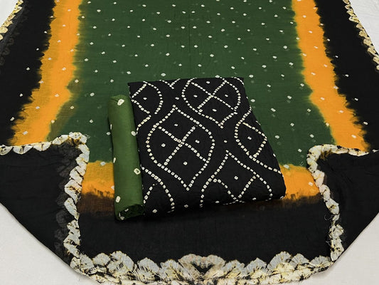 Best quality Bandhani Cotton Suit Set with Cotton Dupatta