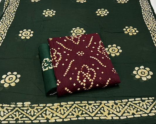 Best quality Bandhani Cotton Suit Set with Cotton Dupatta