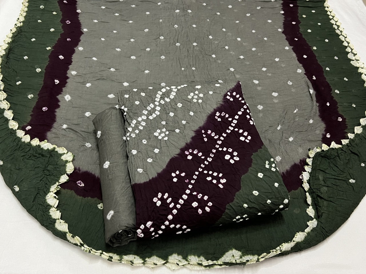 Best quality Bandhani Cotton Suit Set with Cotton Dupatta