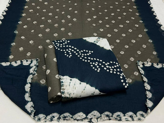 Best quality Bandhani Cotton Suit Set with Cotton Dupatta