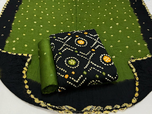 Best quality Bandhani Cotton Suit Set with Cotton Dupatta