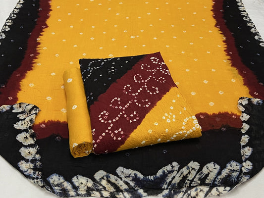 Best quality Bandhani Cotton Suit Set with Cotton Dupatta