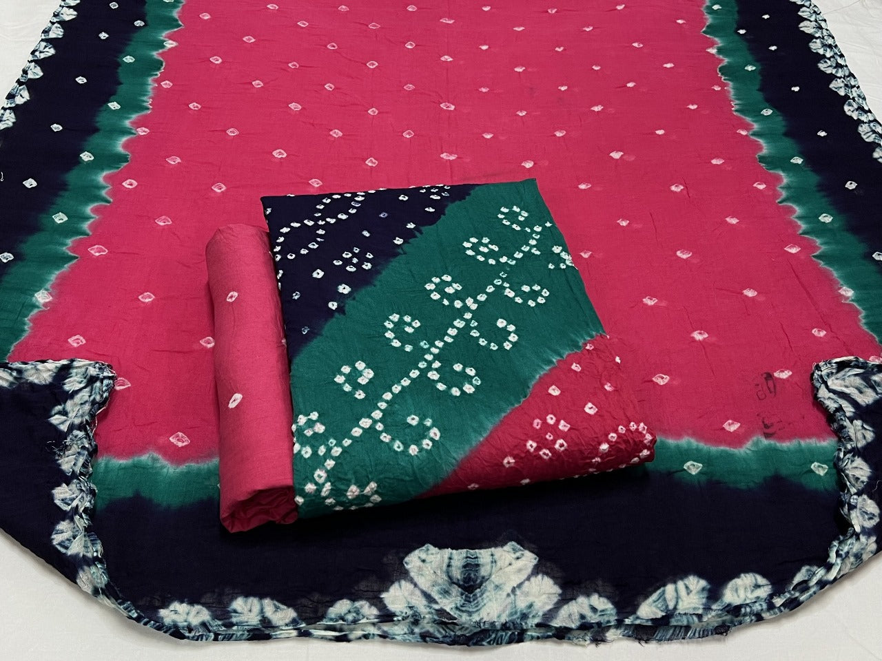 Best quality Bandhani Cotton Suit Set with Cotton Dupatta