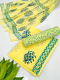 Hand Block Cotton Salwar Suit Set with Chiffon Dupatta  - TSPSCFVJ39
