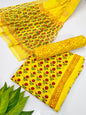 Hand Block Cotton Salwar Suit Set with Chiffon Dupatta  - TSPSCFVJ44