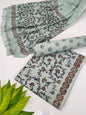 Hand Block Cotton Salwar Suit Set with Chiffon Dupatta  - TSPSCFVJ78