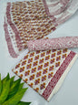 Hand Block Cotton Salwar Suit Set with Chiffon Dupatta  - TSPSCFVJ79