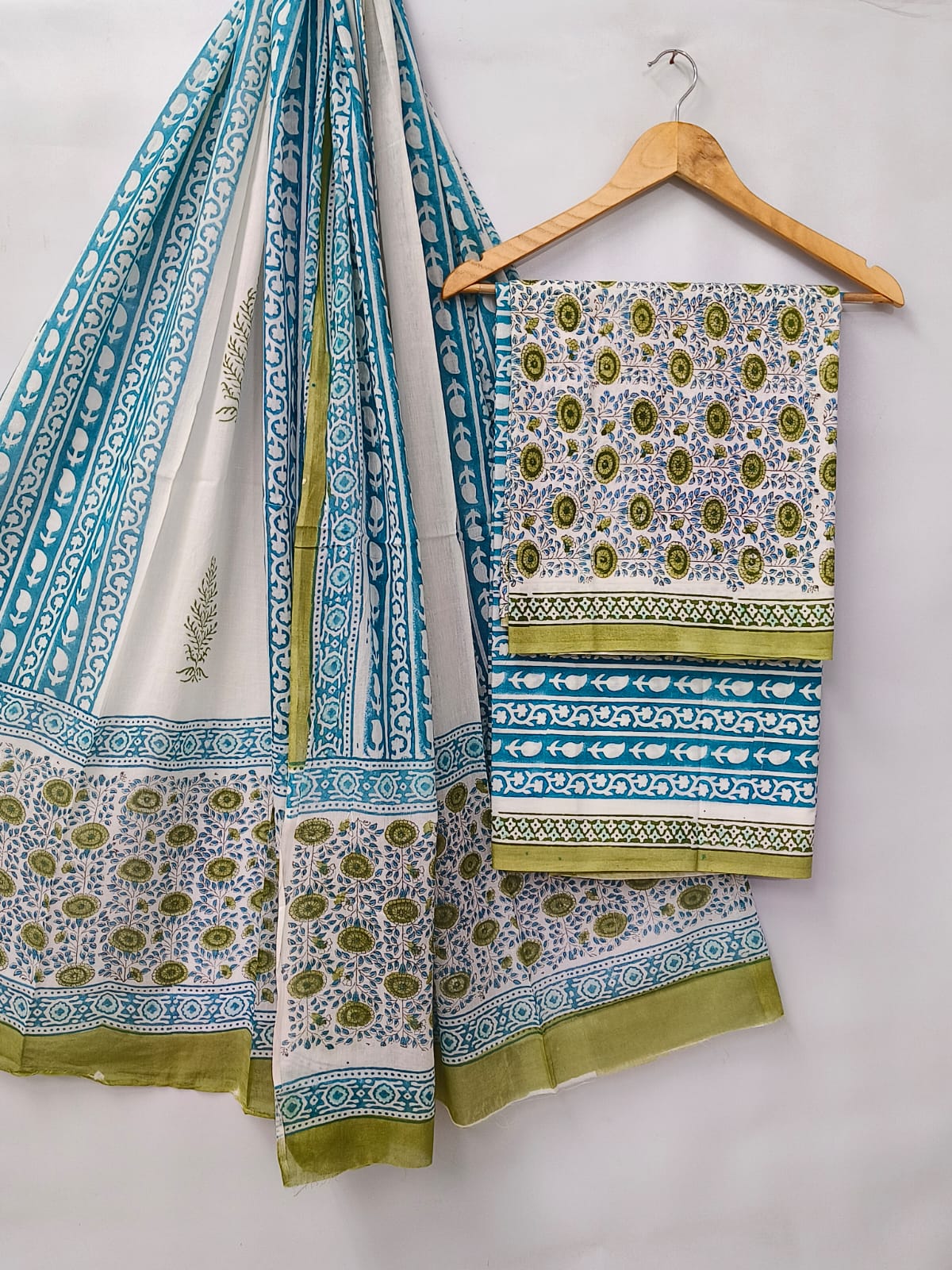 Hand Block Cotton Salwar Suit Set with Cotton Dupatta  - TSPSMVV14