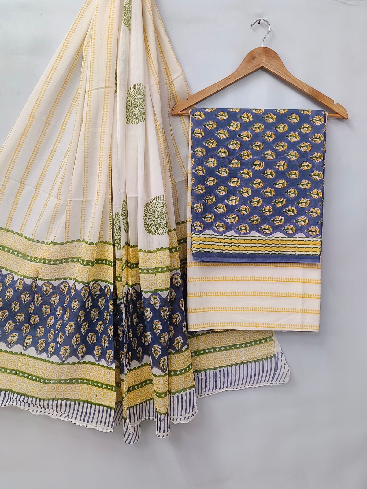 Hand Block Cotton Salwar Suit Set with Cotton Dupatta  - TSPSMVV23