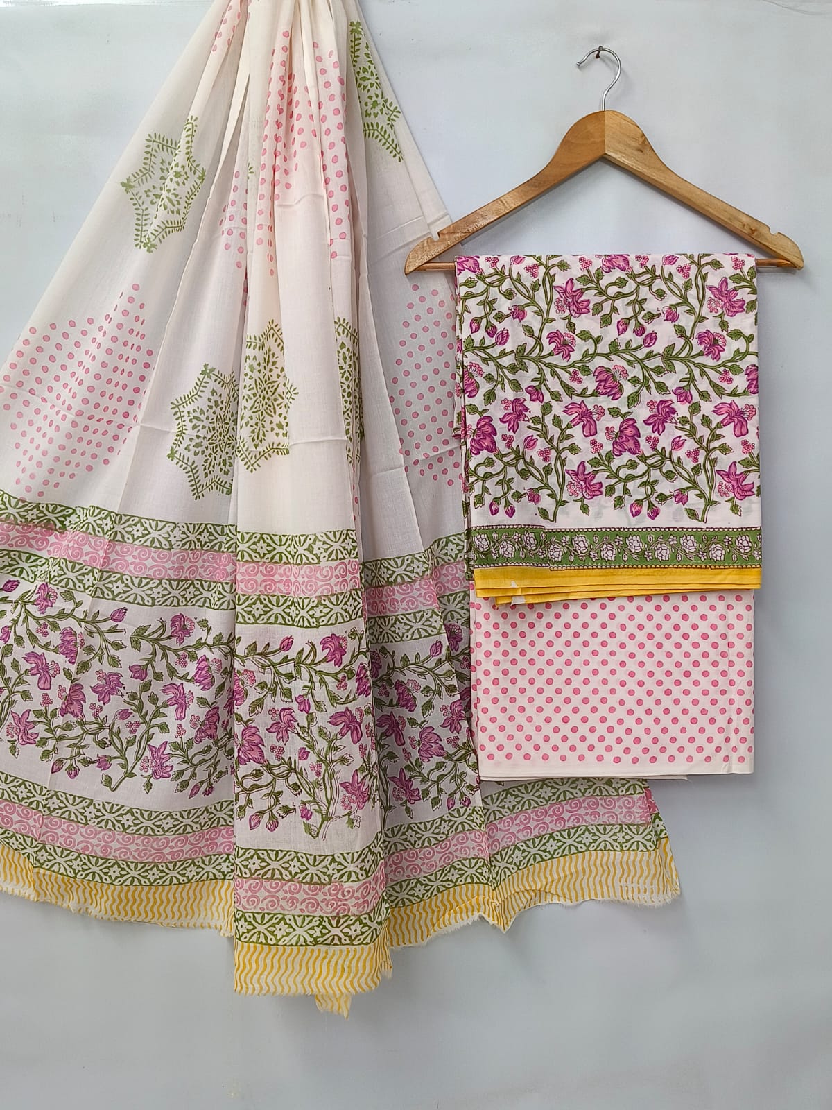 Hand Block Cotton Salwar Suit Set with Cotton Dupatta  - TSPSMVV36
