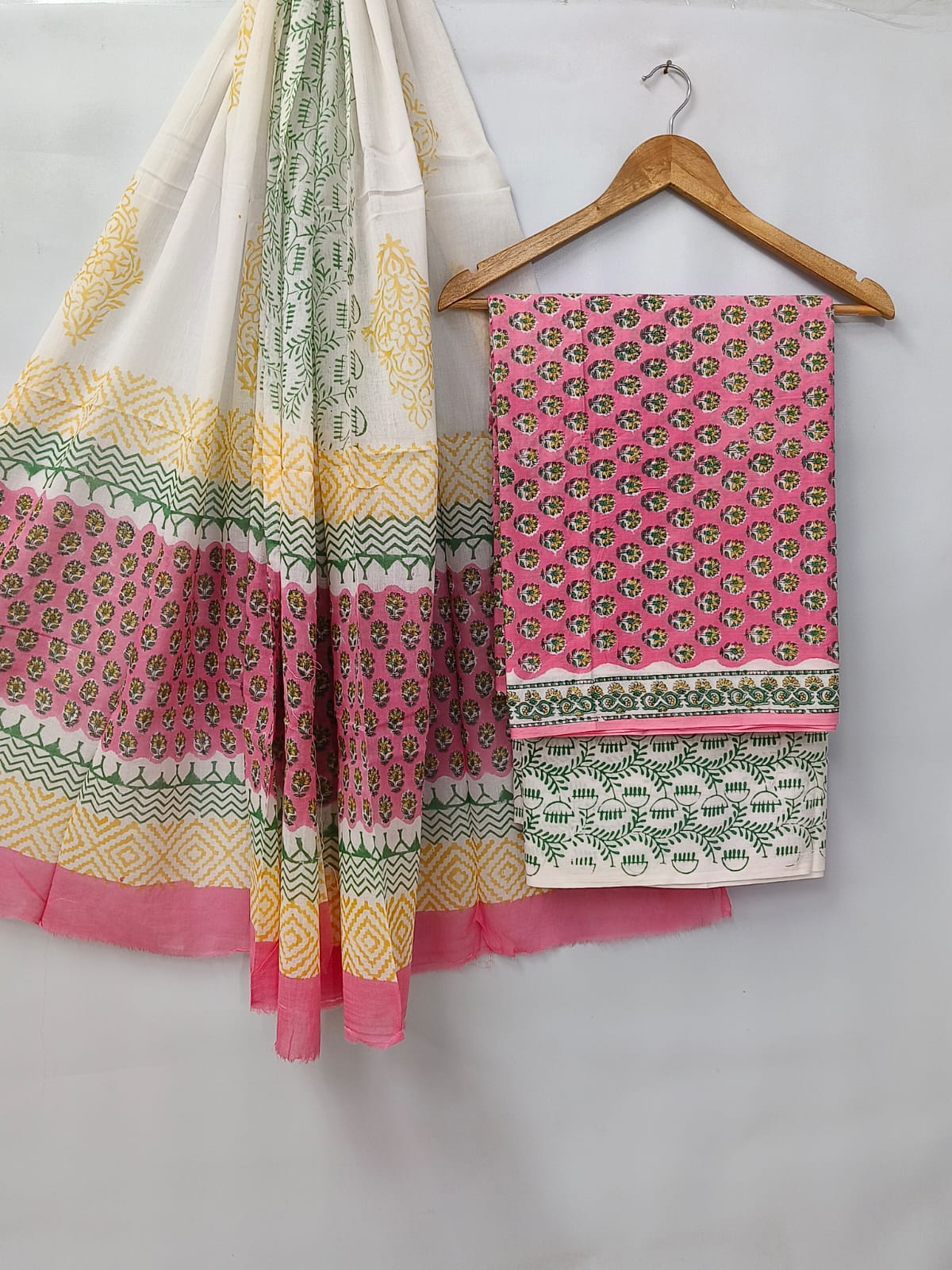 Hand Block Cotton Salwar Suit Set with Cotton Dupatta  - TSPSMVV5
