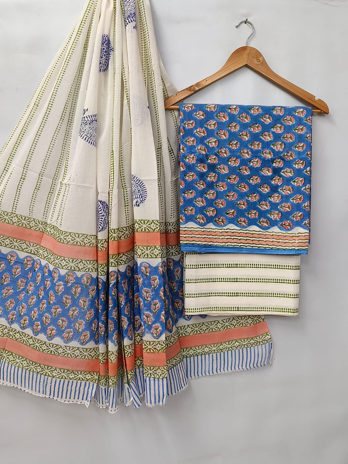 Hand Block Cotton Salwar Suit Set with Cotton Dupatta  - TSPSMVV9