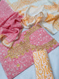 Cotton Gota Patti Neck Work Block Printed Suit Set with Cotton Dupatta - TSPSGPMVJ14
