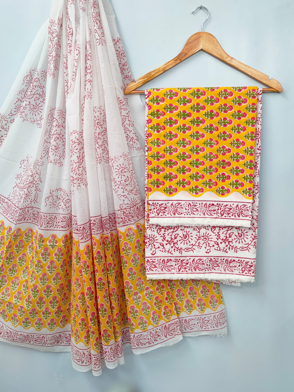 Hand Block Cotton Salwar Suit Set with Cotton Dupatta  - TSPSMVJ33