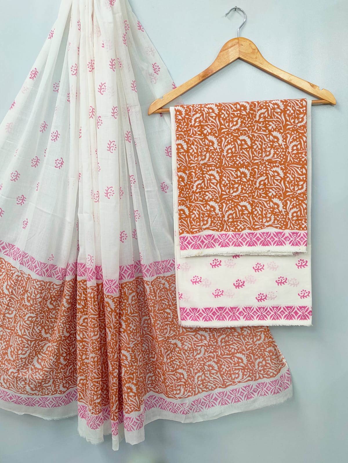 Hand Block Cotton Salwar Suit Set with Cotton Dupatta  - TSPSMVJ67