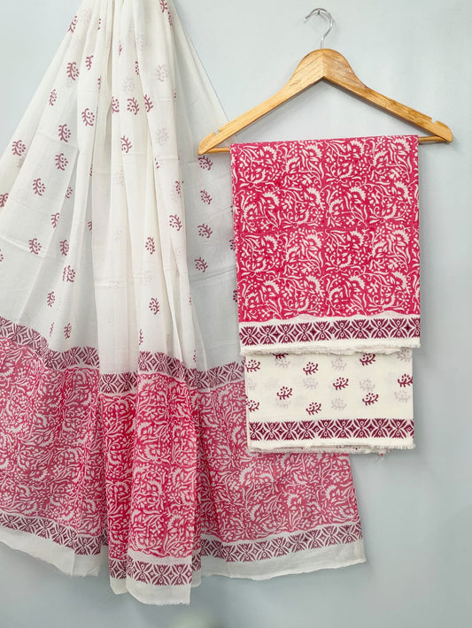 Hand Block Cotton Salwar Suit Set with Cotton Dupatta  - TSPSMVJ69