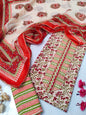 Tie Work Suit Set with Cotton Dupatta - TSPSMTWVJ14