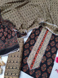 Tie Work Suit Set with Cotton Dupatta - TSPSMTWVJ1