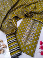 Tie Work Suit Set with Cotton Dupatta - TSPSMTWVJ3