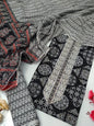 Tie Work Suit Set with Cotton Dupatta - TSPSMTWVJ60