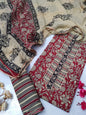 Tie Work Suit Set with Cotton Dupatta - TSPSMTWVJ6
